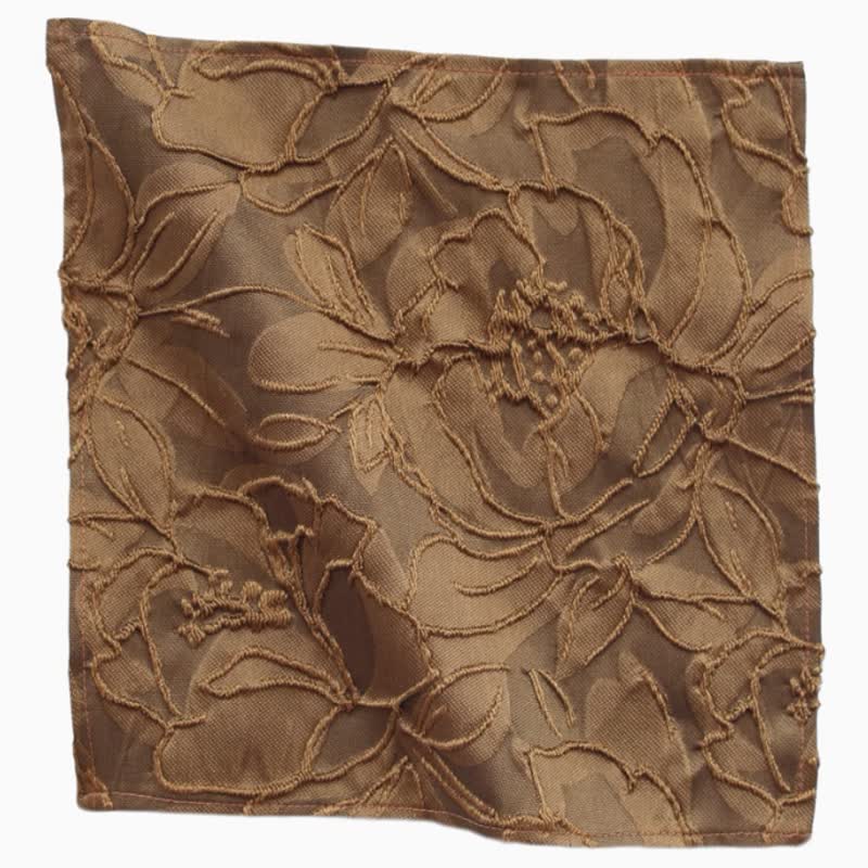 Men's Dark Coffee Color Floral Jacquard Bow Tie - Pocket Square - image 6