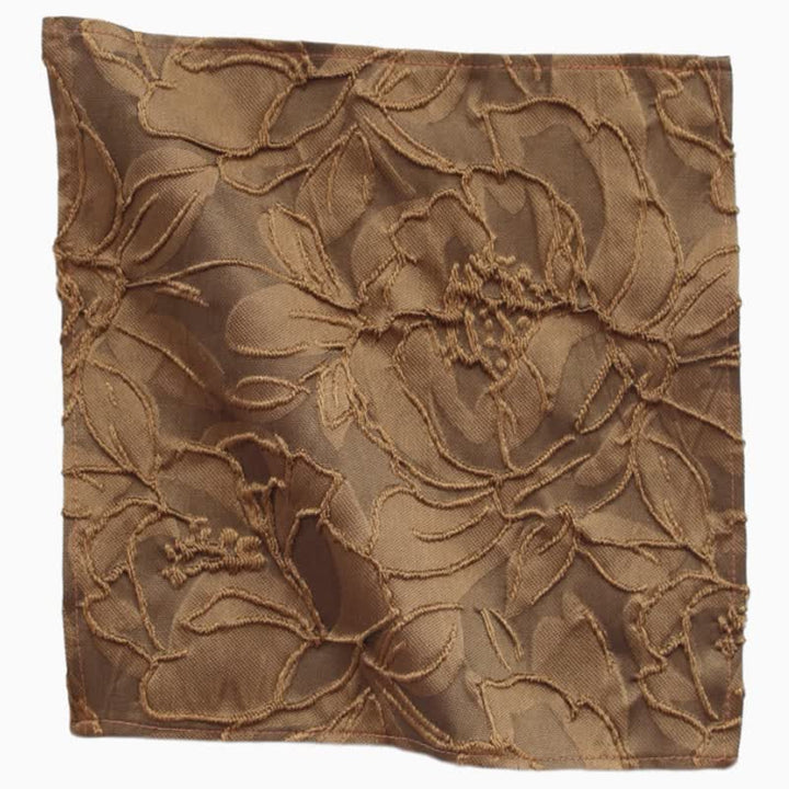 Men's Dark Coffee Color Floral Jacquard Bow Tie - Pocket Square - image 6