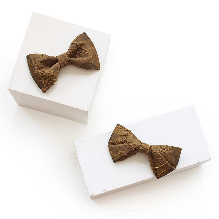 Men's Dark Coffee Color Floral Jacquard Bow Tie