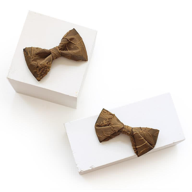 Men's Dark Coffee Color Floral Jacquard Bow Tie - image 1