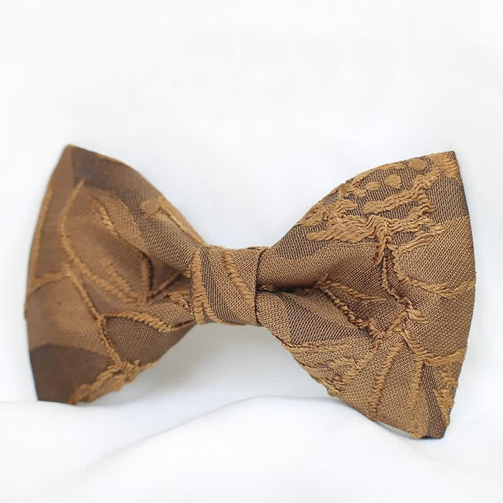 Men's Dark Coffee Color Floral Jacquard Bow Tie - image 3