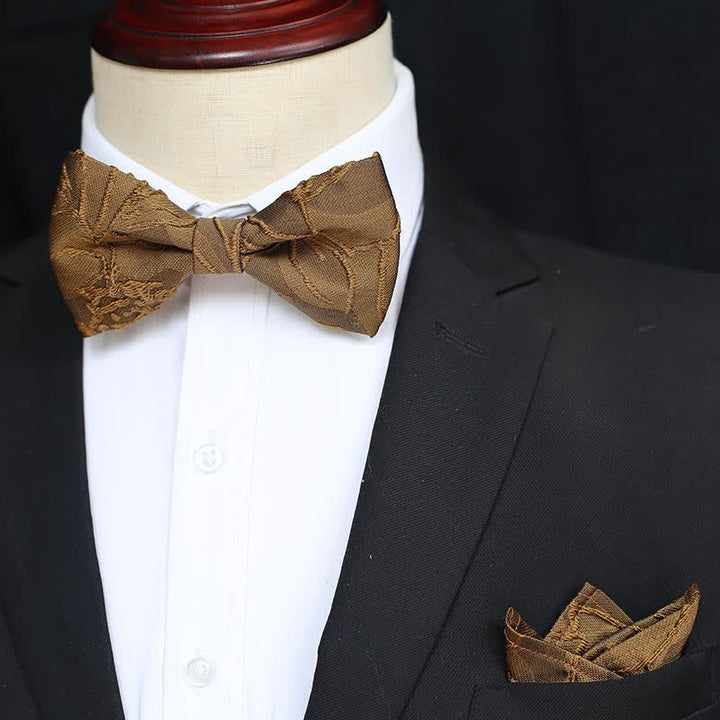 Men's Dark Coffee Color Floral Jacquard Bow Tie - image 0