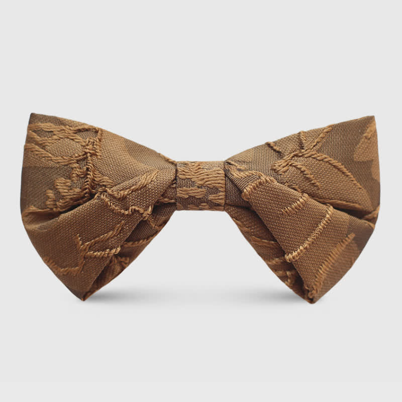 Men's Dark Coffee Color Floral Jacquard Bow Tie - Style #2 - image 5