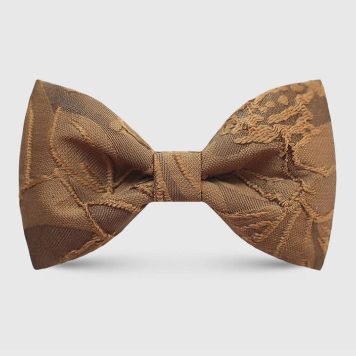 Men's Dark Coffee Color Floral Jacquard Bow Tie - Style #1 - image 2