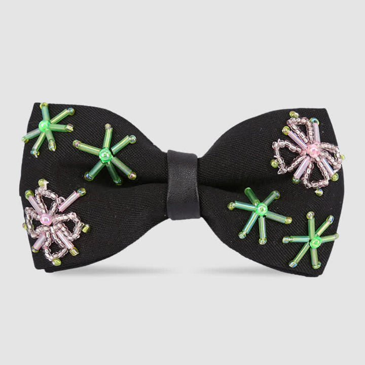 Flower Shape Beaded Embroidery Black Bow Tie - Style #5 - image 7