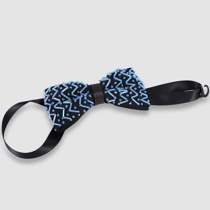 Exquisite Wave Beaded Embroidered Black Bow Tie - image 2