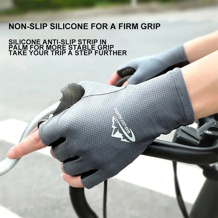 Outdoor Ice Silk Sun Protection Breathable Half Finger Gloves