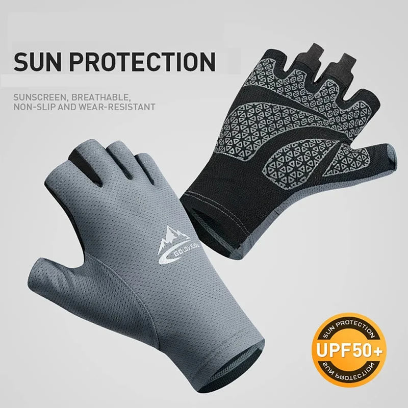 Outdoor Ice Silk Sun Protection Breathable Half Finger Gloves