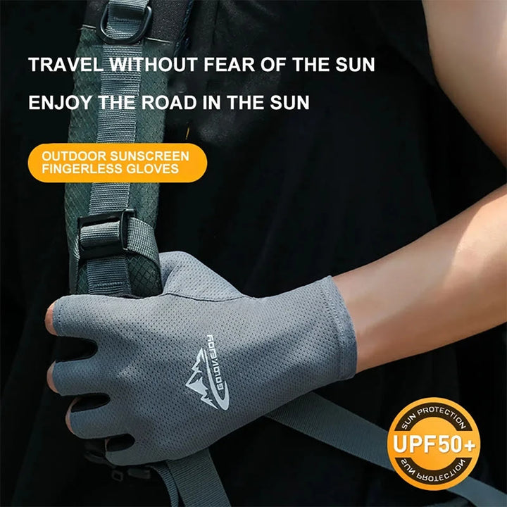 Outdoor Ice Silk Sun Protection Breathable Half Finger Gloves - image 2