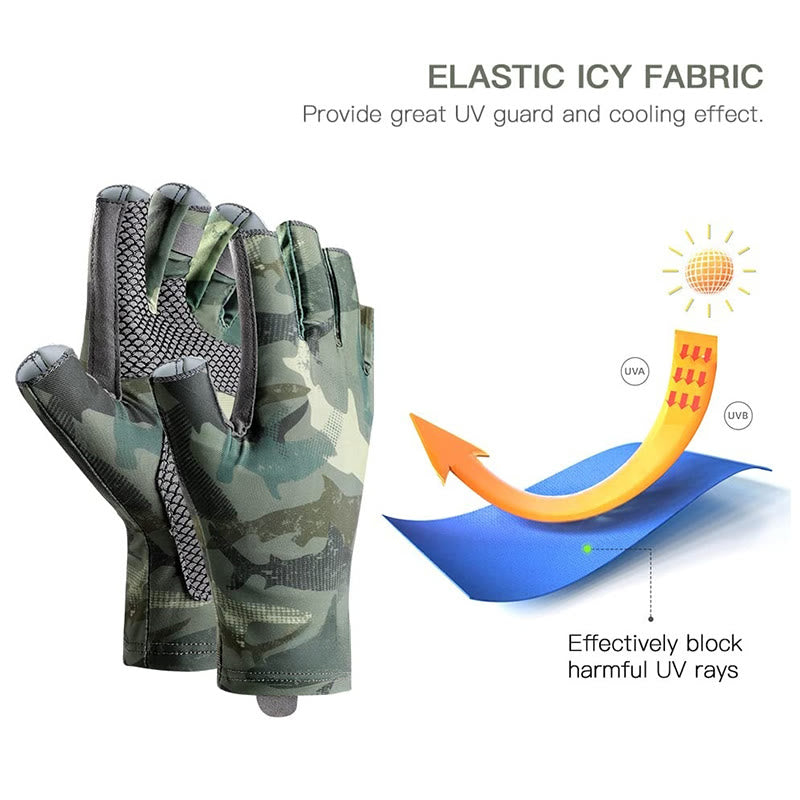 Outdoor Anti-slip Breathable High Elastic Half Finger Ice Silk Gloves - image 6