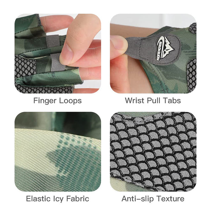 Outdoor Anti-slip Breathable High Elastic Half Finger Ice Silk Gloves