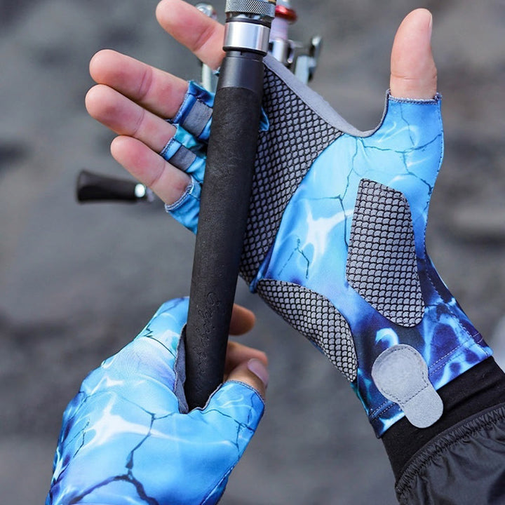 Outdoor Anti-slip Breathable High Elastic Half Finger Ice Silk Gloves - image 3