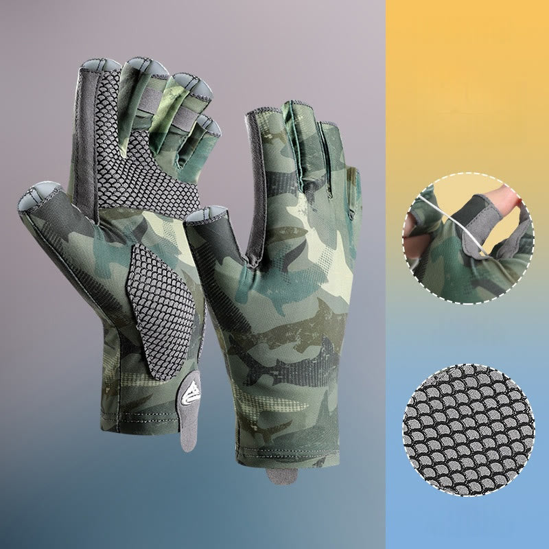 Outdoor Anti-slip Breathable High Elastic Half Finger Ice Silk Gloves