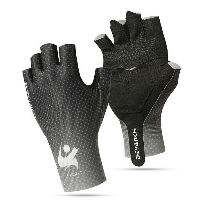 Sports Cycling Half Finger Anti-Slip Ice Silk Gloves - Black - XL - image 0