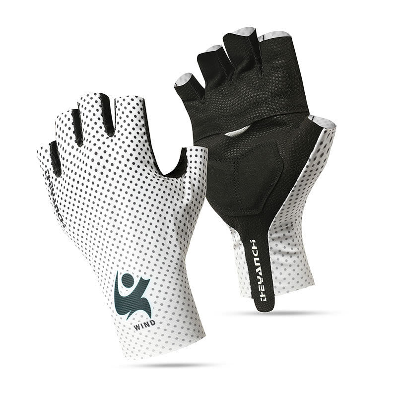 Sports Cycling Half Finger Anti-Slip Ice Silk Gloves - White - XL - image 9