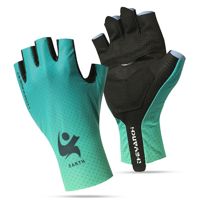 Sports Cycling Half Finger Anti-Slip Ice Silk Gloves - Green - XL - image 10