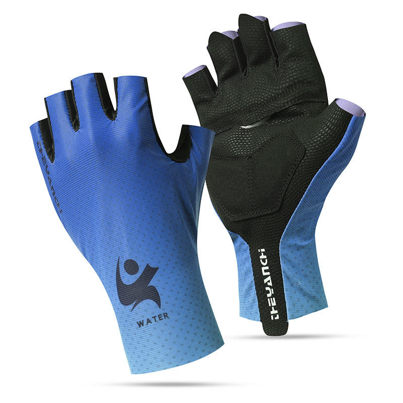 Sports Cycling Half Finger Anti-Slip Ice Silk Gloves - Blue - XL - image 7