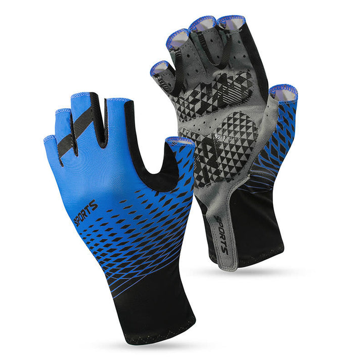 Sports Anti-Slip Breathable Fingerless Gloves - Blue - XXL - image 13