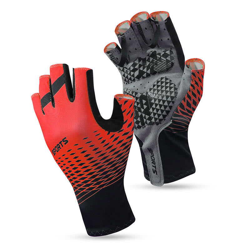 Sports Anti-Slip Breathable Fingerless Gloves - Red - XXL - image 14
