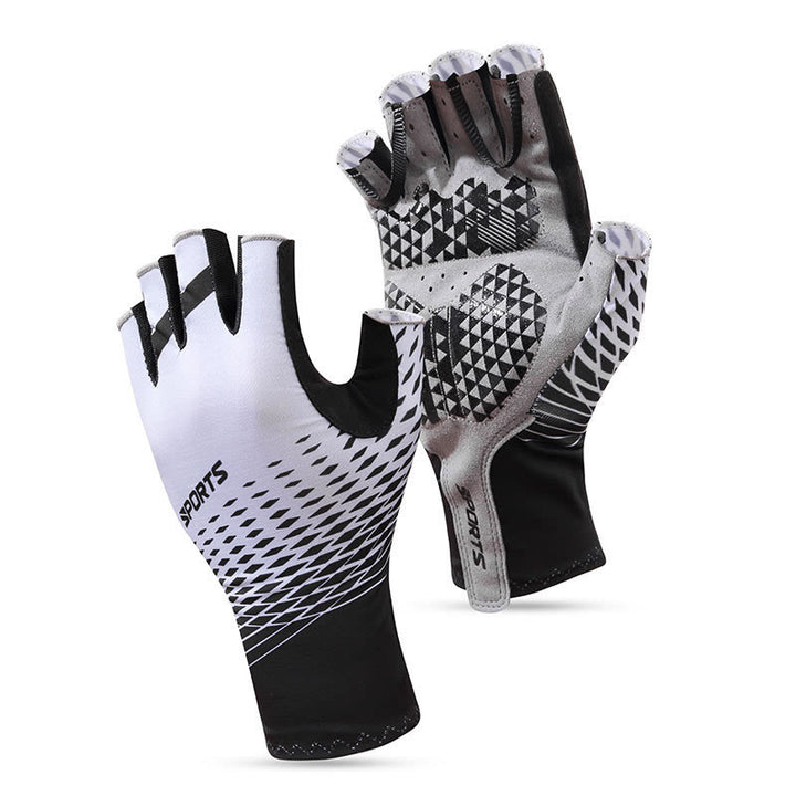 Sports Anti-Slip Breathable Fingerless Gloves - White - XXL - image 0