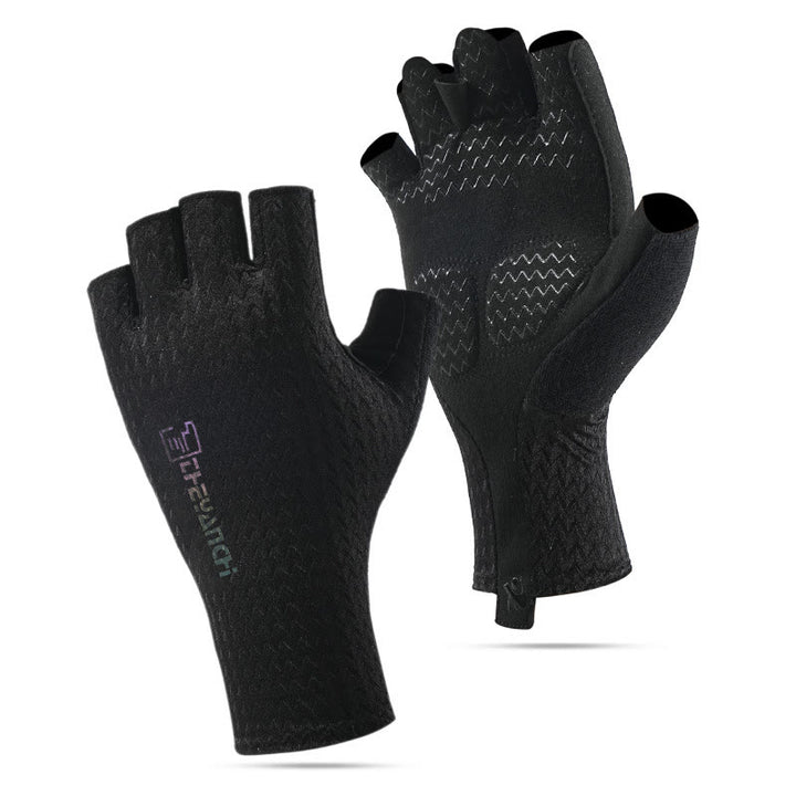Outdoor Sports Anti-Slip Breathable Fingerless Gloves - Black - XL - image 8