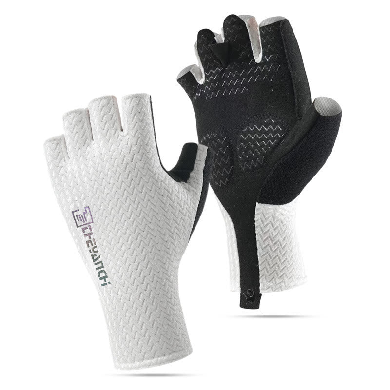 Outdoor Sports Anti-Slip Breathable Fingerless Gloves - White - XL - image 0