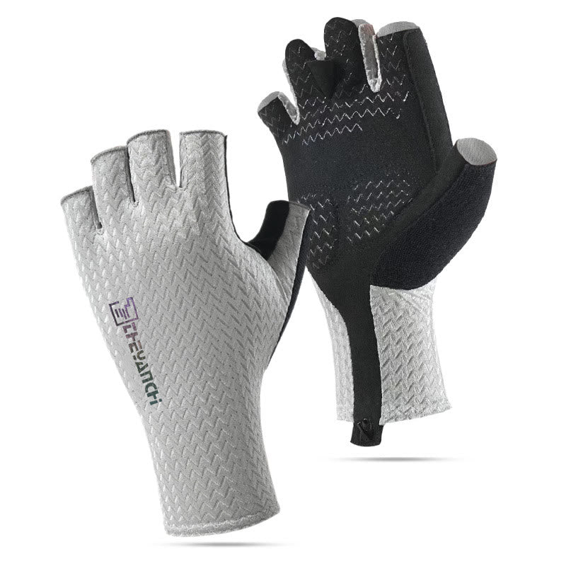 Outdoor Sports Anti-Slip Breathable Fingerless Gloves - Gray - XL - image 7