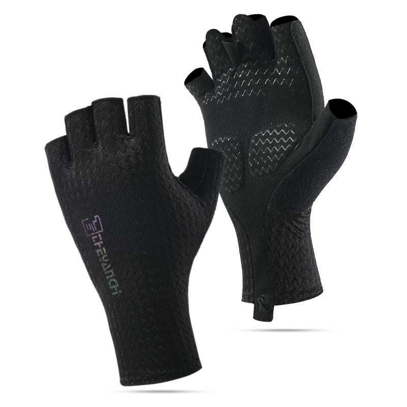 Outdoor Sports Anti-Slip Breathable Fingerless Gloves - Black - XL - image 8