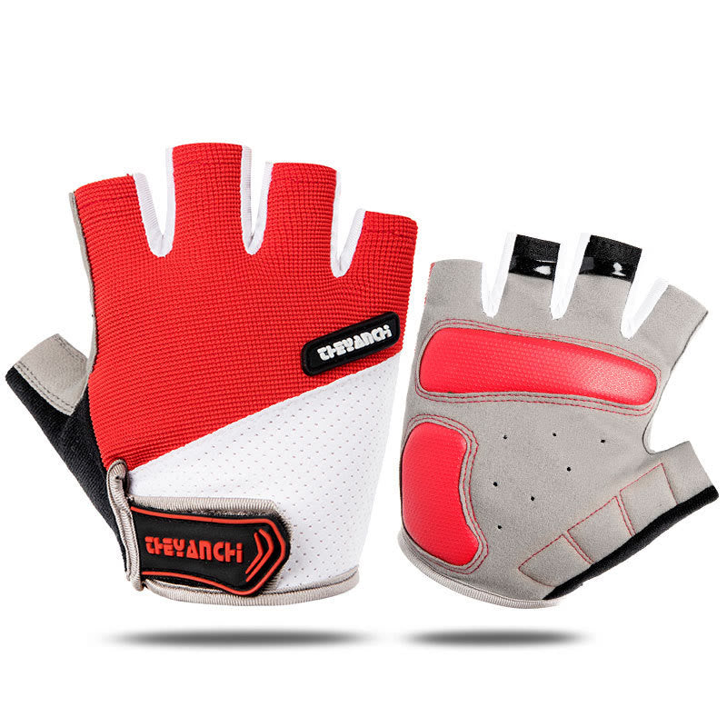 Outdoor Cycling Unisex Anti-Slip Half finger Gloves - Red - XL - image 10