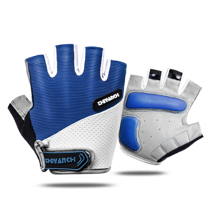 Outdoor Cycling Unisex Anti-Slip Half finger Gloves - Blue - XL - image 9