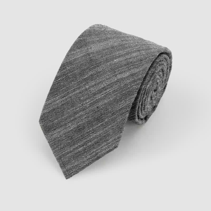 Men's Simple Classic Striped Pattern Cotton Linen Necktie - Black - image 4