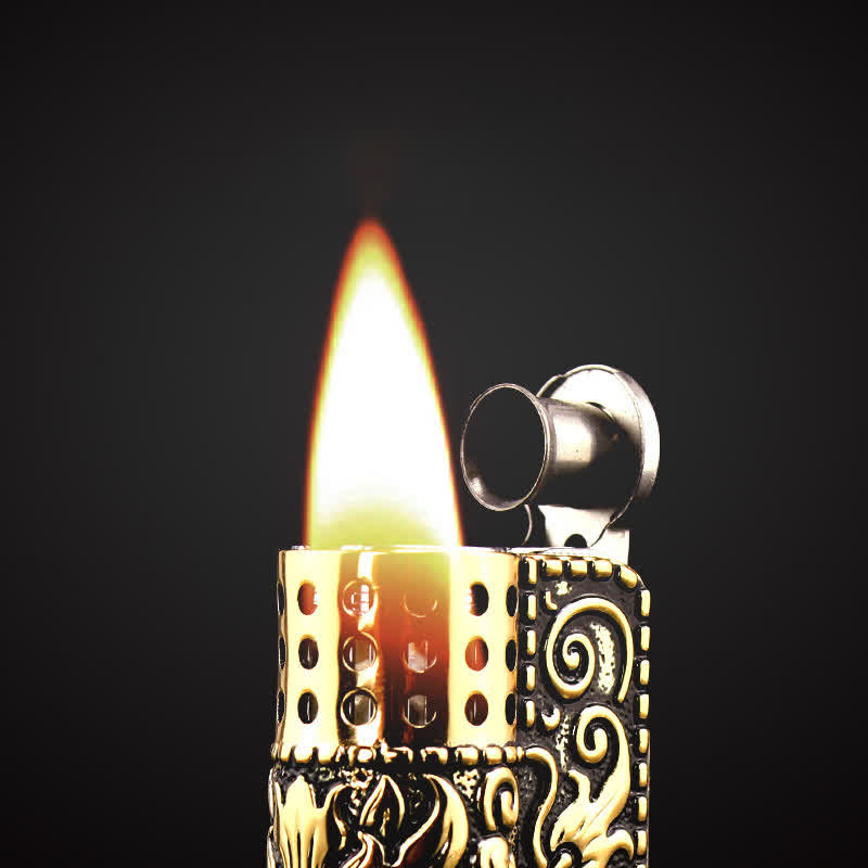 Embossed Dragon Detachable Shell Refillable Kerosene Lighter - image 1