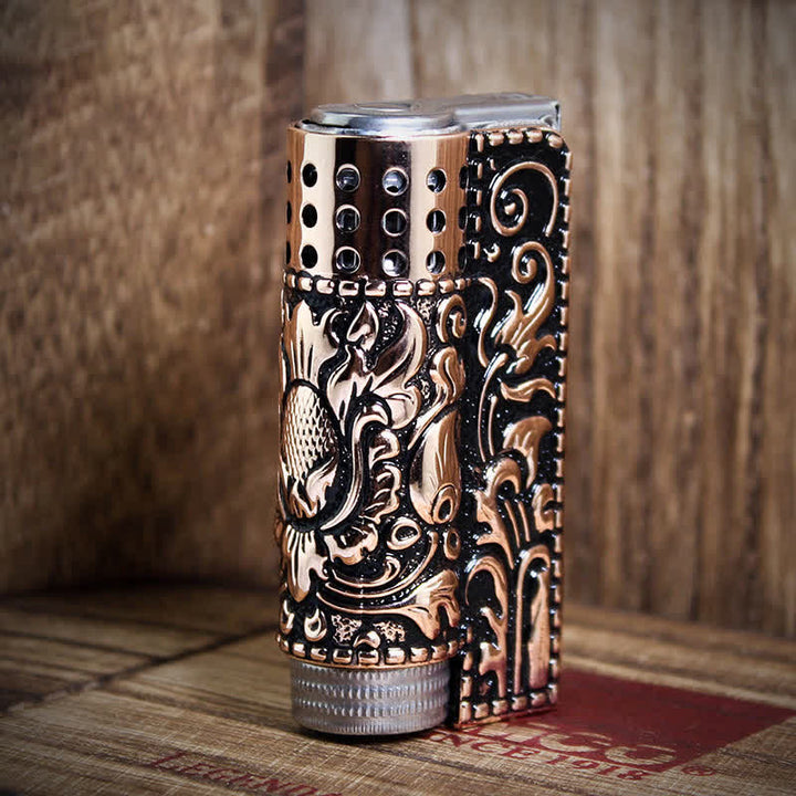 Embossed Dragon Detachable Shell Refillable Kerosene Lighter - Style #2 - Red Bronze - image 9