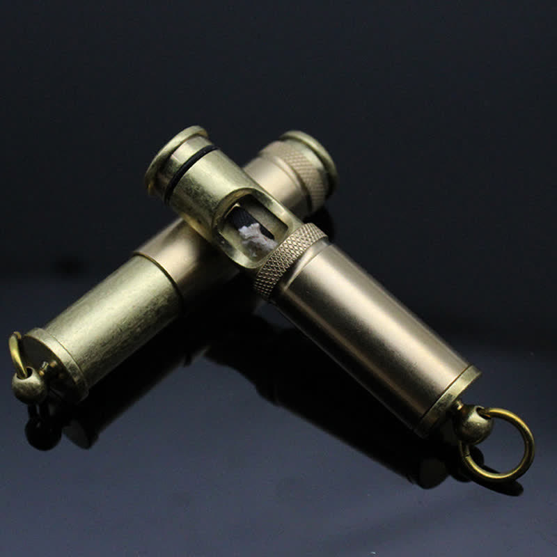 Retro Bronze Keychain Ring Portable Refillable Kerosene Lighter - image 3