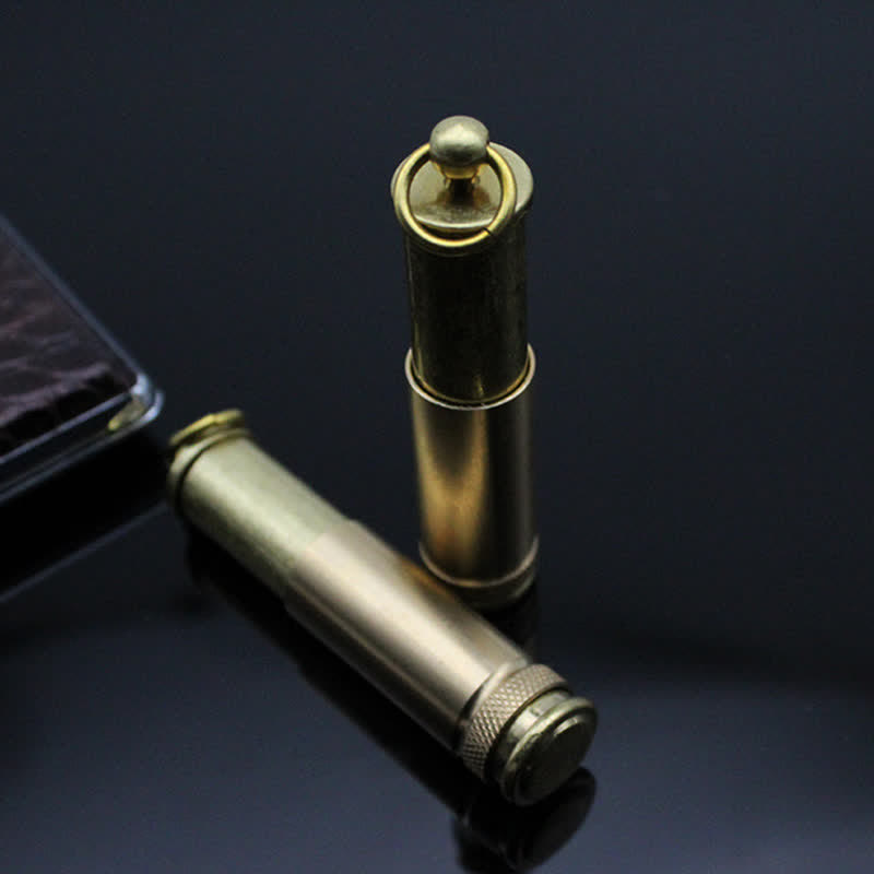 Retro Bronze Keychain Ring Portable Refillable Kerosene Lighter - image 6