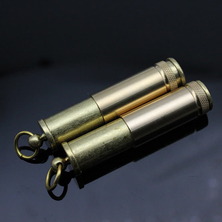 Retro Bronze Keychain Ring Portable Refillable Kerosene Lighter