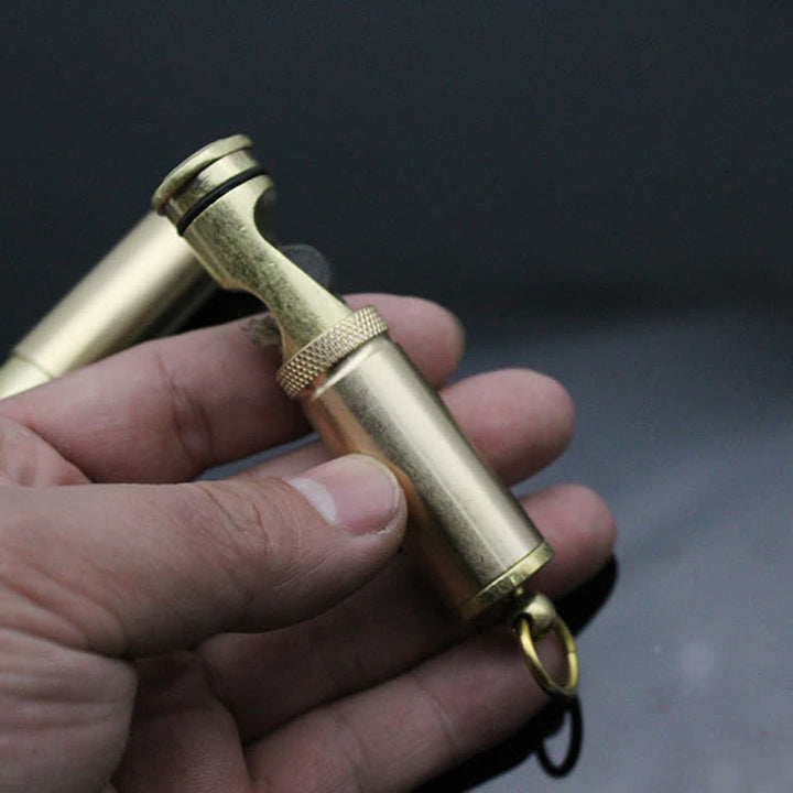 Retro Bronze Keychain Ring Portable Refillable Kerosene Lighter - image 4