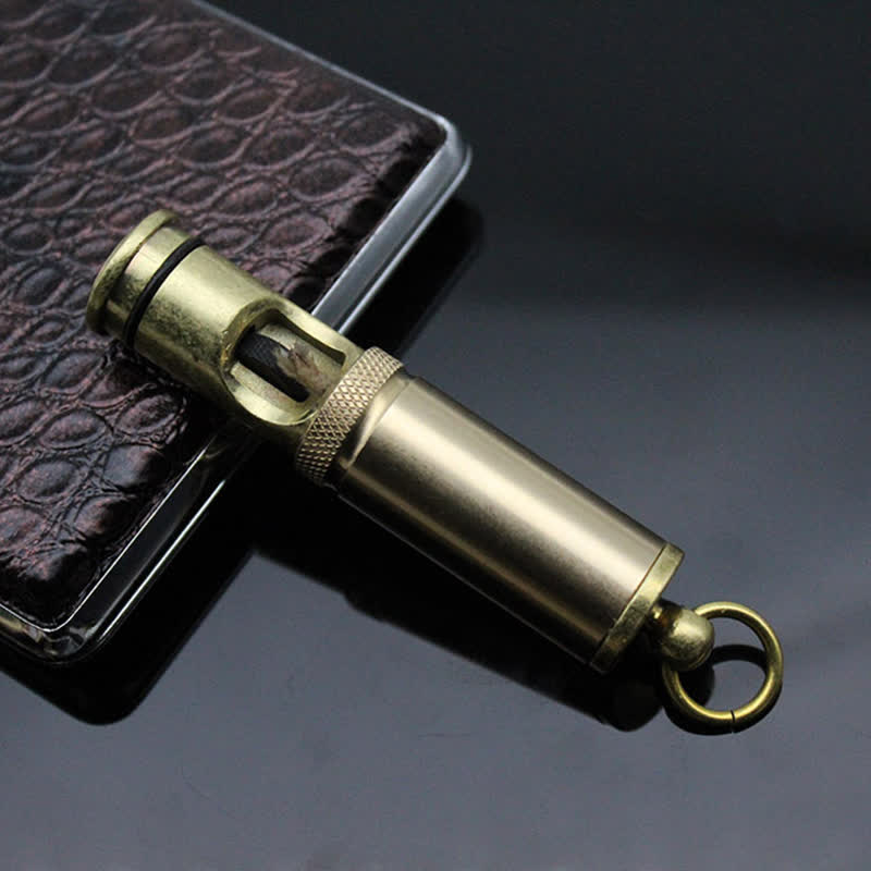 Retro Bronze Keychain Ring Portable Refillable Kerosene Lighter - Bronze - image 1