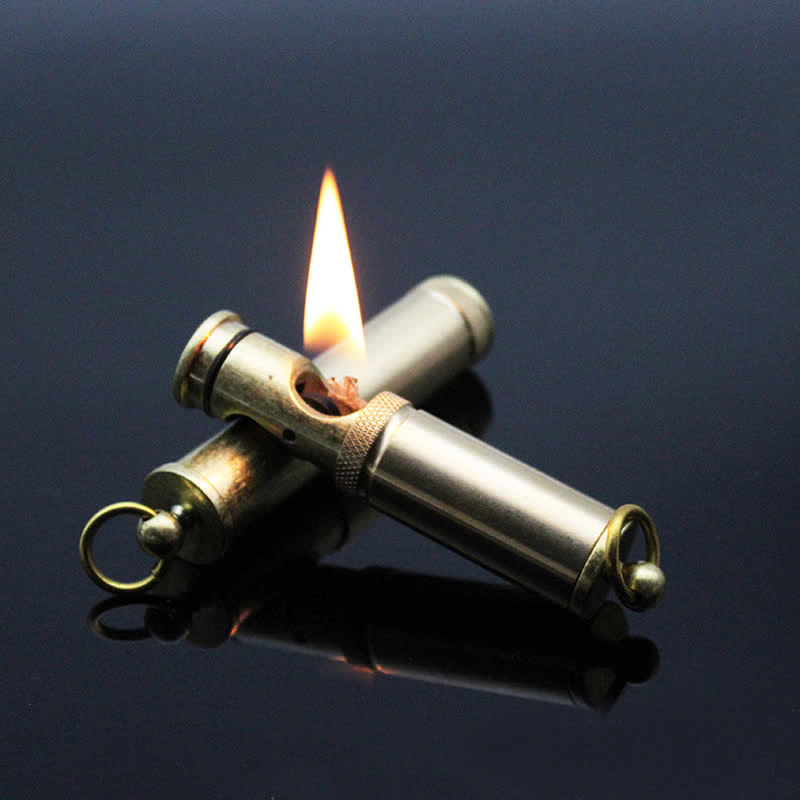 Retro Bronze Keychain Ring Portable Refillable Kerosene Lighter - image 0