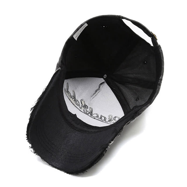 Letter Embroidered Longhorn Bull Head Washed Baseball Cap