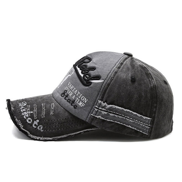 Letter Embroidered Longhorn Bull Head Washed Baseball Cap