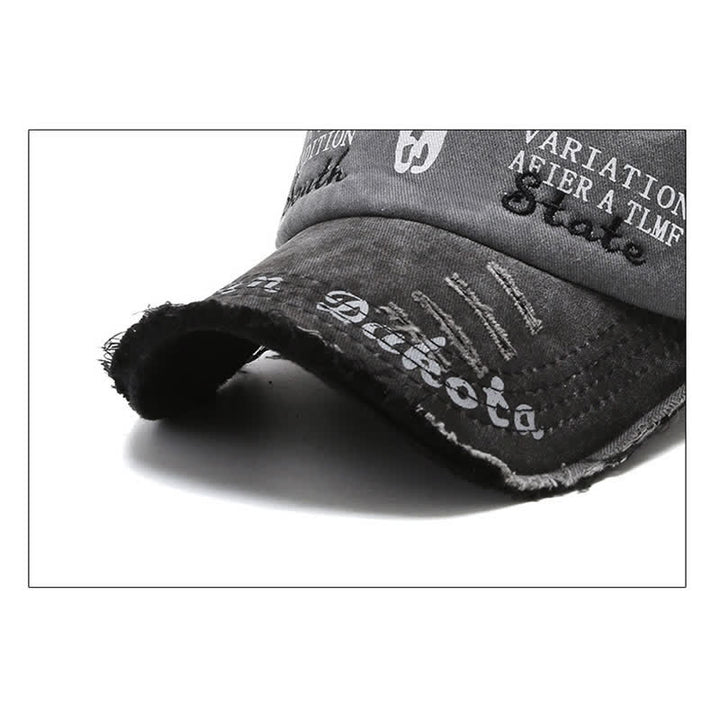 Letter Embroidered Longhorn Bull Head Washed Baseball Cap