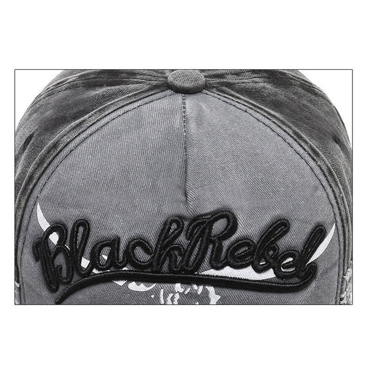 Letter Embroidered Longhorn Bull Head Washed Baseball Cap