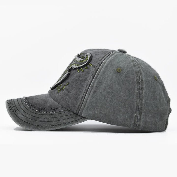 Vintage Street Style Embroidered Bull Washed Baseball Cap