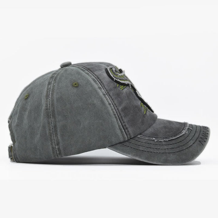 Vintage Street Style Embroidered Bull Washed Baseball Cap - image 4