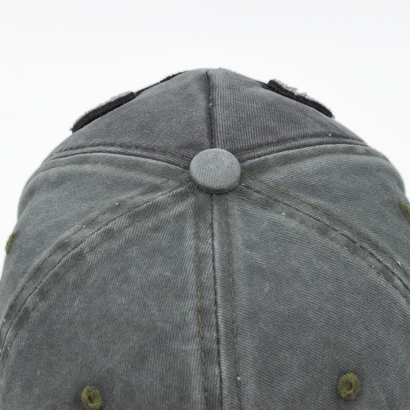 Vintage Street Style Embroidered Bull Washed Baseball Cap