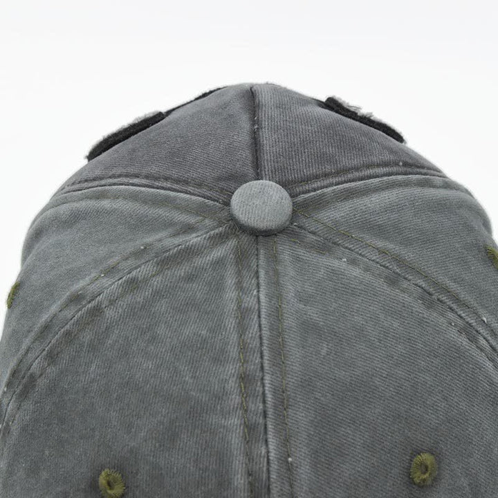 Vintage Street Style Embroidered Bull Washed Baseball Cap