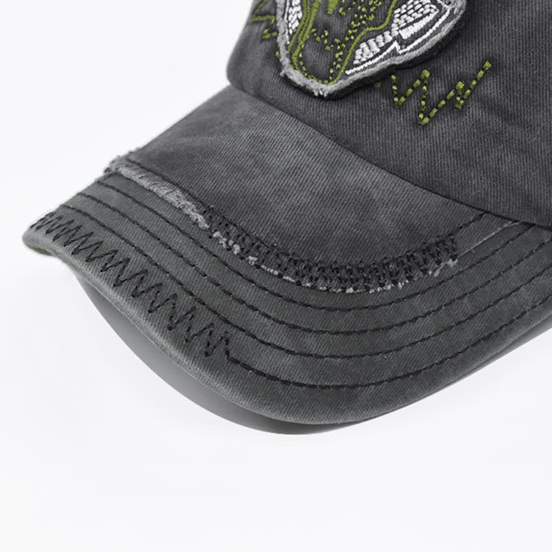 Vintage Street Style Embroidered Bull Washed Baseball Cap
