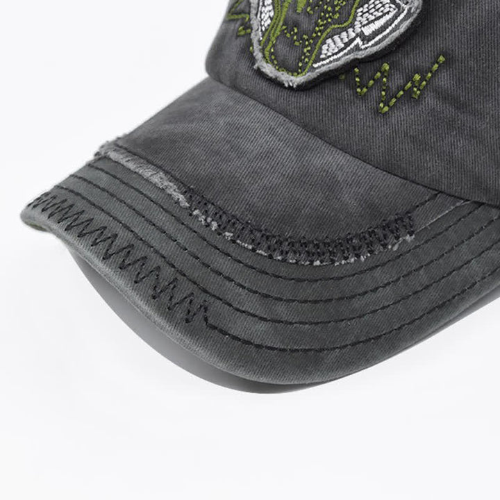 Vintage Street Style Embroidered Bull Washed Baseball Cap
