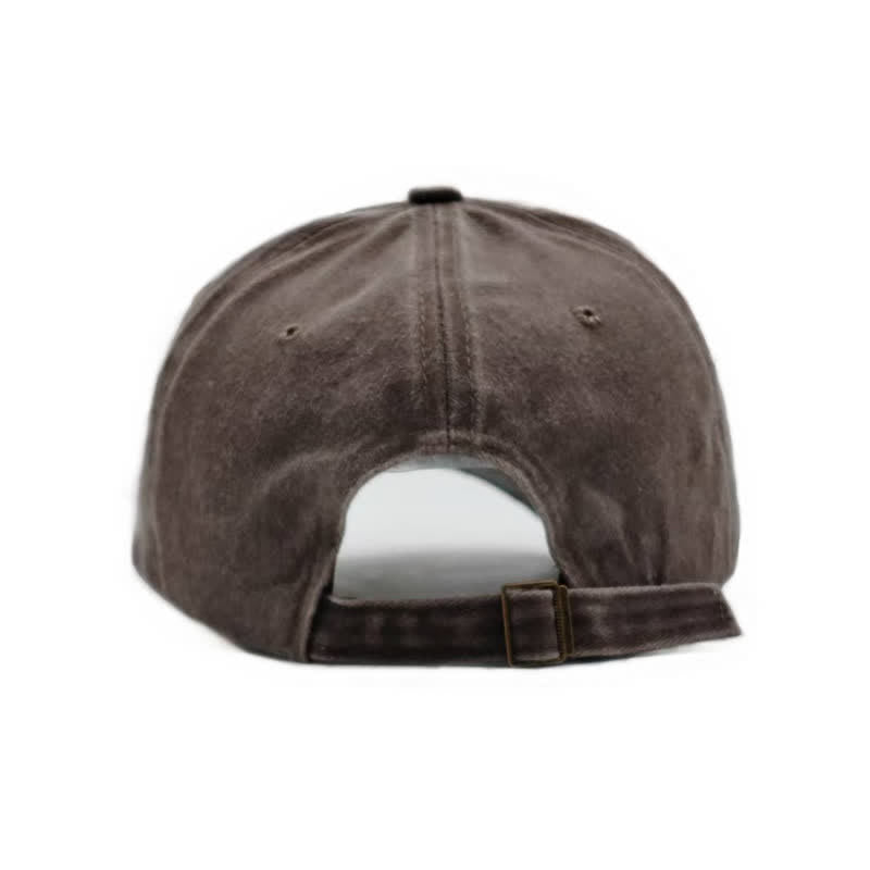 Shark Embroidered Retro Frayed Edge Washed Baseball Cap